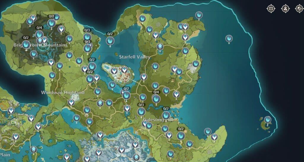 Карта со всеми анемокулами в genshin impact - 96 фото