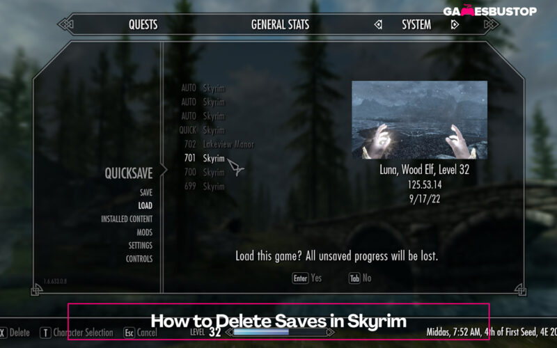 How to Delete Saves in Skyrim
